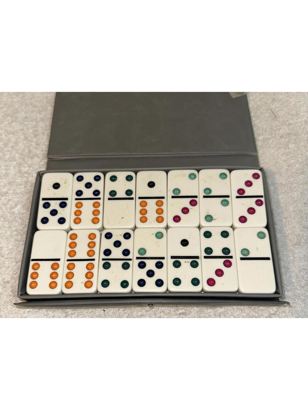 Vintage Domino by Cardinal Double Six painted/colored Dominoes - 28 Pieces